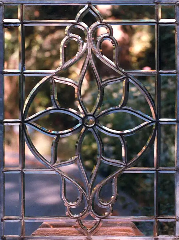 Antique American Art Nouveau styled Beveled Glass Window of the late Victorian Era